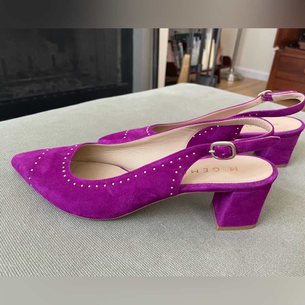 M. Gemi Suede Slingback with Gold Rivets